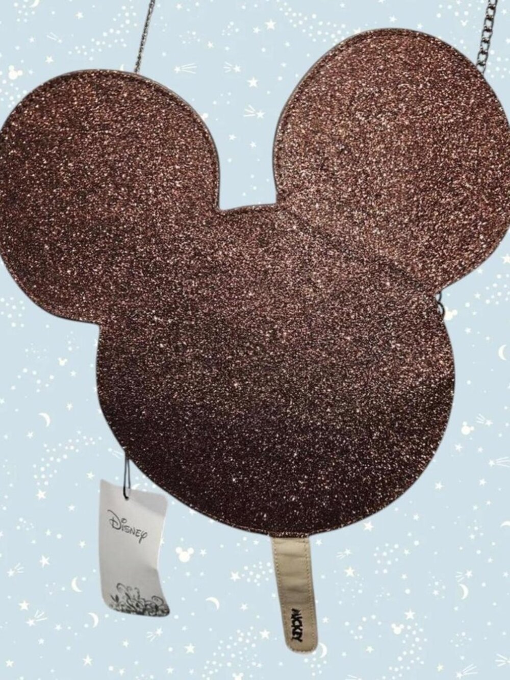 NWT Cakeworthy Disney Mickey Mouse Ice Cream Bar brown glitter crossbody bag